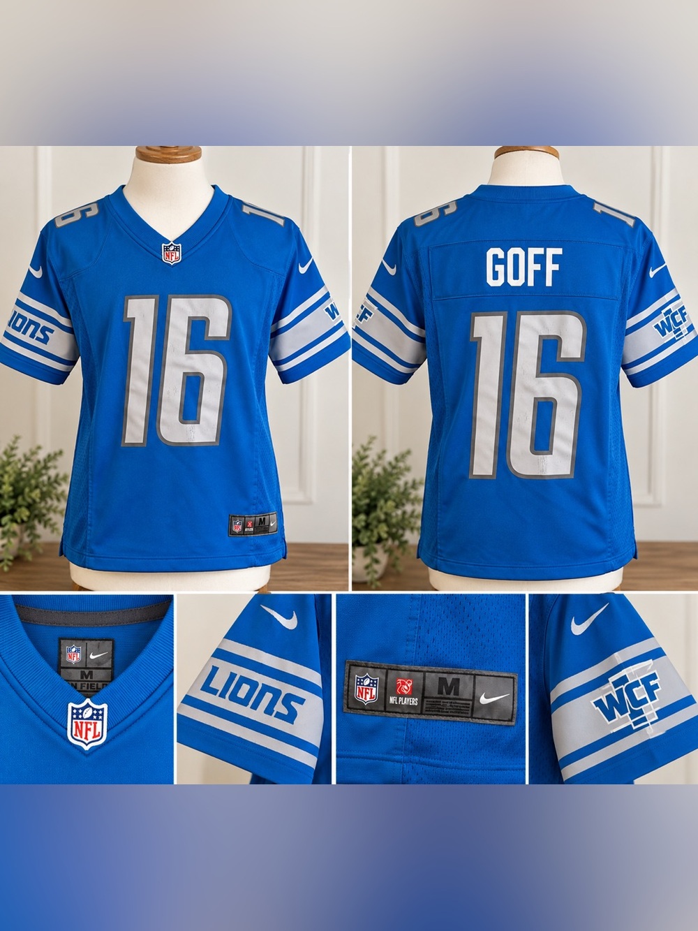 Detroit Lions Jared Goff #16 Nike Youth M 10/12 NFL Football Jersey Blue